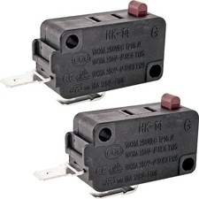 HK-14 Normally Open (NO) Micro Switch (2-Pack), 16A 125/250V AC 2-Pin Air...
