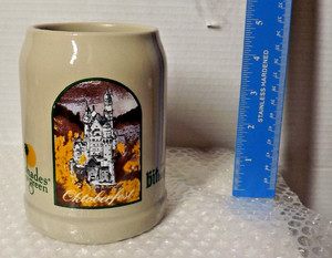 VINTAGE BITBURGER - SHADES OF GREEN - OKTOBERFEST CASTLE GRAPHIC STONEWARE MUG