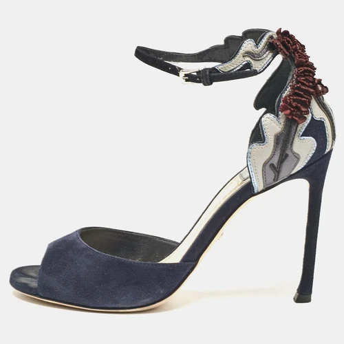 Sandales à bride cheville en daim bleu marine Dior pointure 37,5