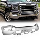 Chrome Front Bumper Face Bar For GMC Sierra 1500 2016-2018 W/O Sensor Hole SPLIT