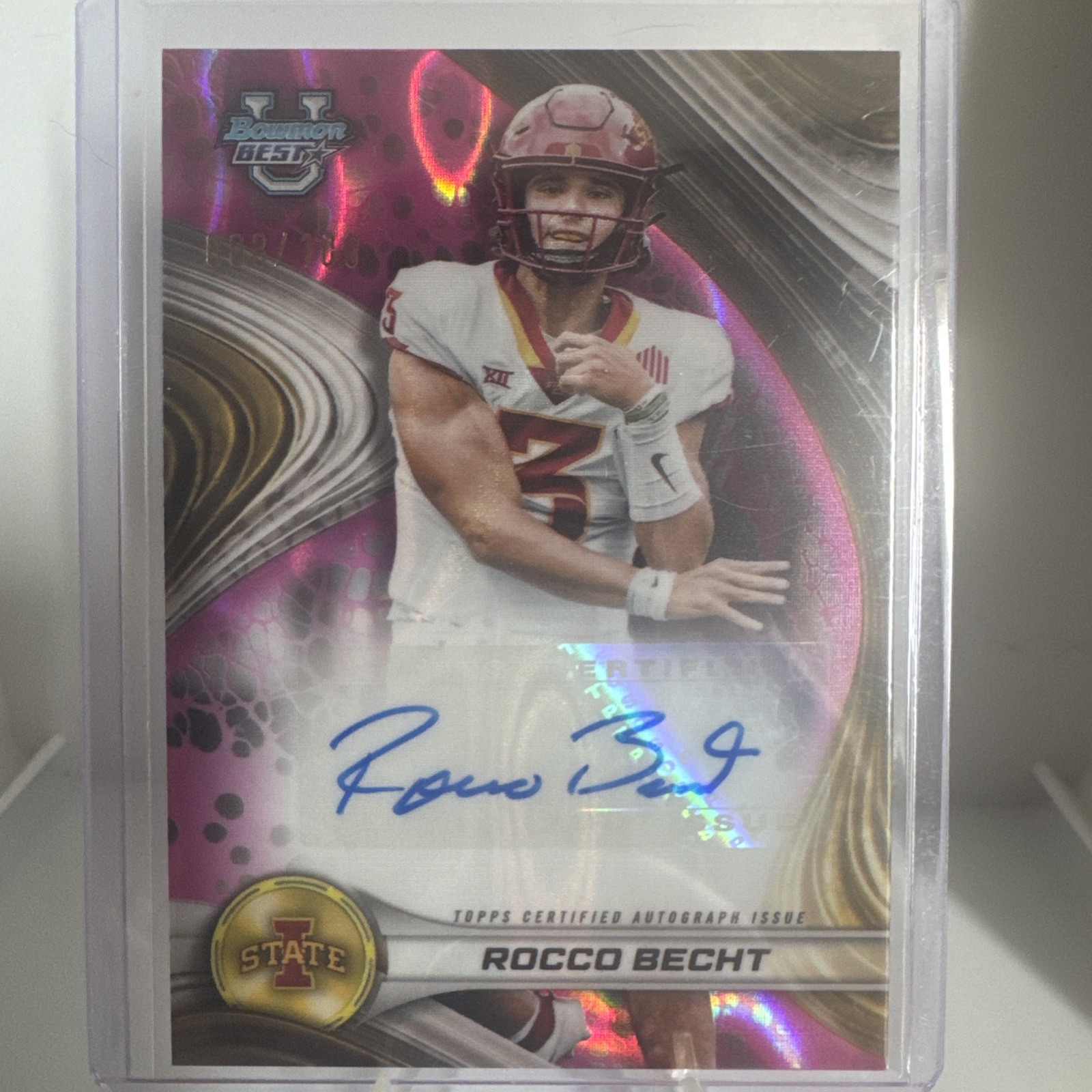 2024 Bowman U University Best Rocco Becht Auto Pink Lava Refractor /100 Rookie