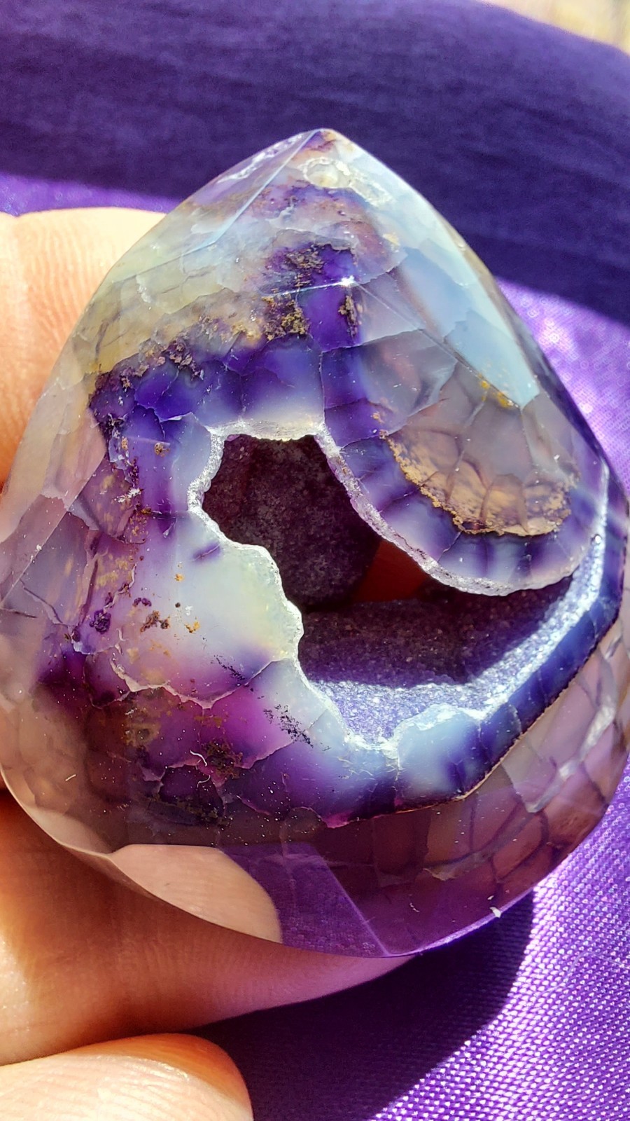 Pendentif géode agate violette haut de gamme à facettes 43g - 3