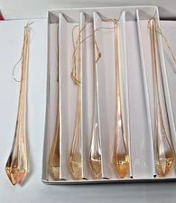 Set of 6 Decorative 7" Glass Icicle Drop Hanging Christmas Tree Ornaments Amber