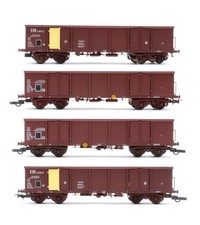 LILIPUT SPUR "HO" SCHWADER 4 SNCF BRAUN VERSCHIEDENE OFFENE GÜTERWAGEN