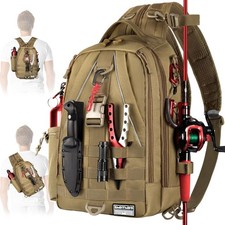 Fishing Backpack Tackle Sling Bag-Backpack with Rod Holder- Lightweight Tackl...