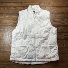 Gap Vintage Y2K White Quilted Puffer Vest Full Zip Pockets Womens Medium