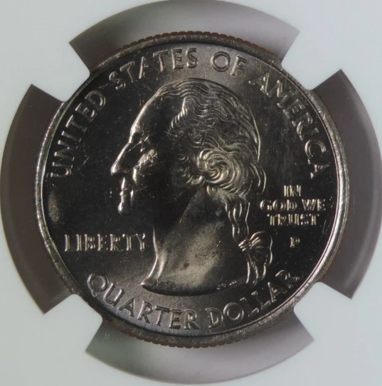 2001 P Rhode Island State Quarter Reverse Die Break Cud Mint Error NGC MS65 GEM - Image 4 of 4