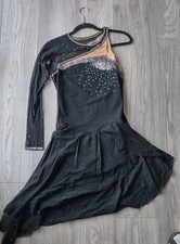 Black Rhinestone Large Ladies Figure Dance Competition Skating Dress
