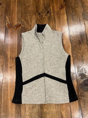 Ibex Women s Vest Size Medium Beige & Black Full Zip Merino Wool Blend USA