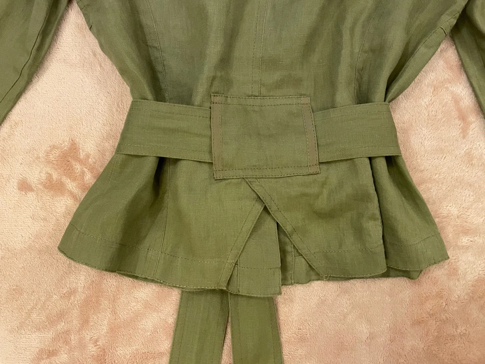 ‘MEXX’ WOMEN’S OLIVE GREEN LINEN SELF BELTED JACKET 8 - Image 3 of 4