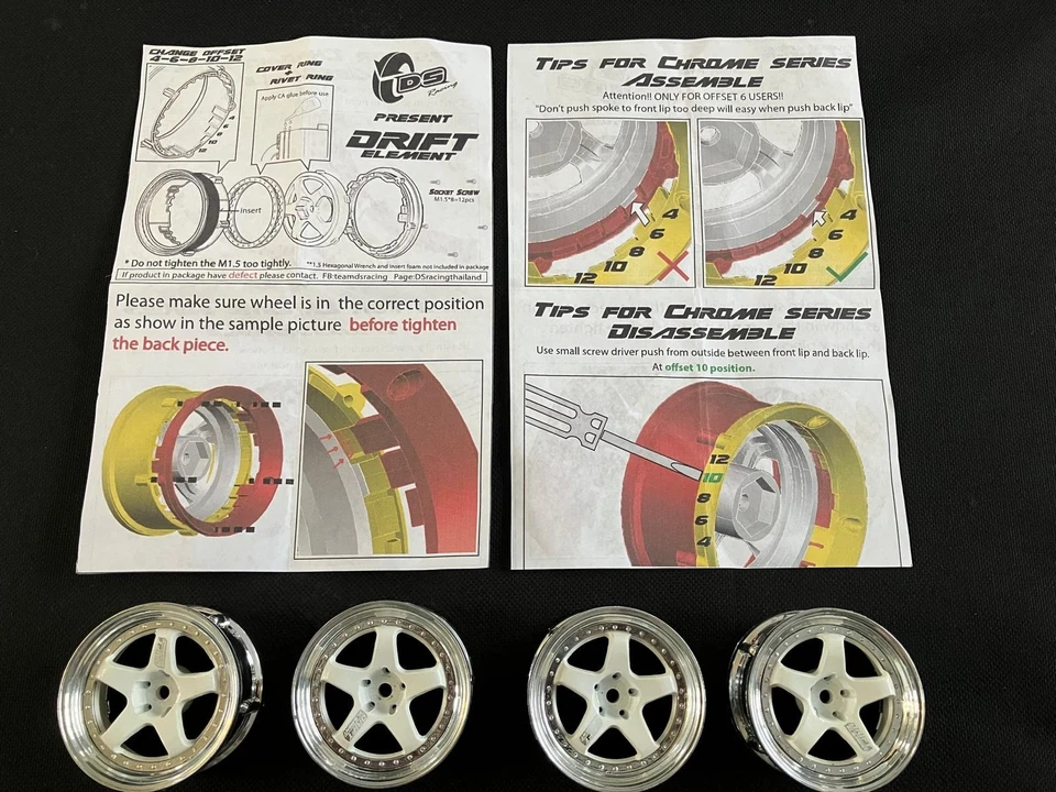 Tamiya 1/10 Scale DS Racing Drift Element Wheel Set. 4-6-8-10-12mm Offset. - Image 2 of 4