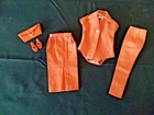 Vtg 1962 Barbie Orange Fashion Pak Outfit Set Skirt Pants Shoes Purse Blouse