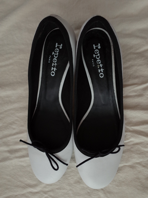 【最終】Repetto Farah Ball AD パンプス 39 Repetto Farah White Leather Black Bow Block Heel Ballet Pump 39 | eBay