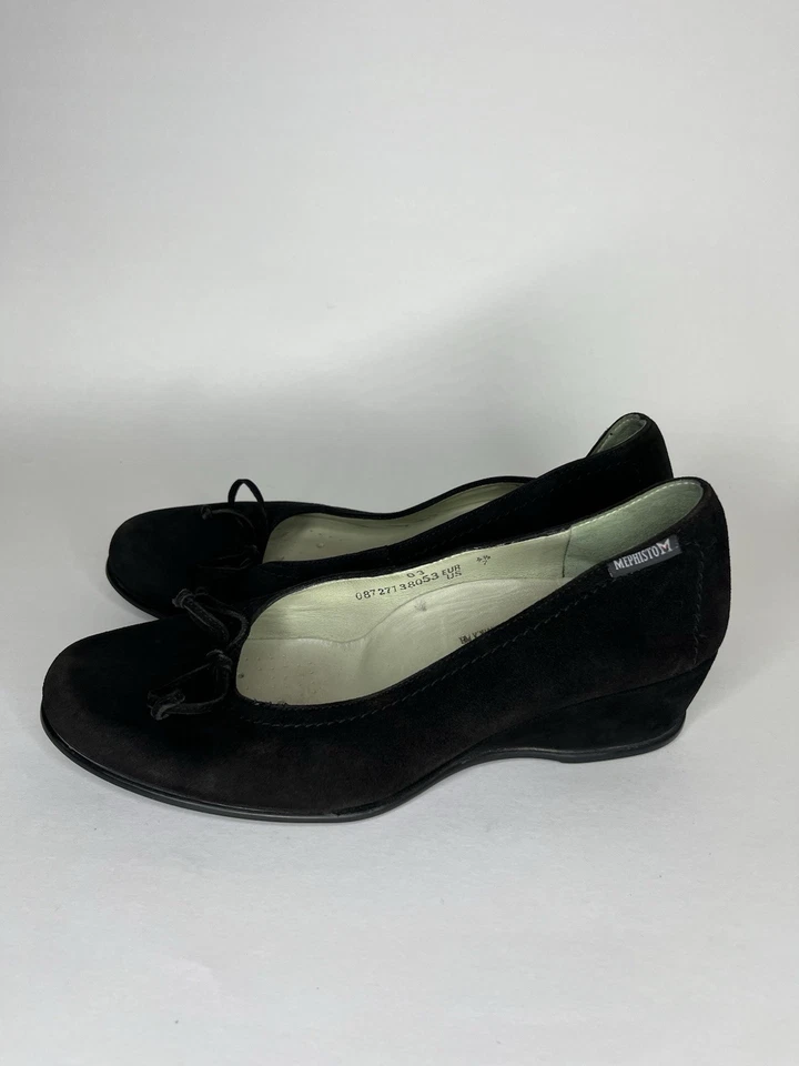 Mephisto Air-Relax Gazelle Slip On Wedge Heel Black Suede Women's Size 7 - Image 4 of 4