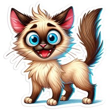 Funny Siamese Cat - Vinyl Decal Sticker - Car Window Laptop - 443