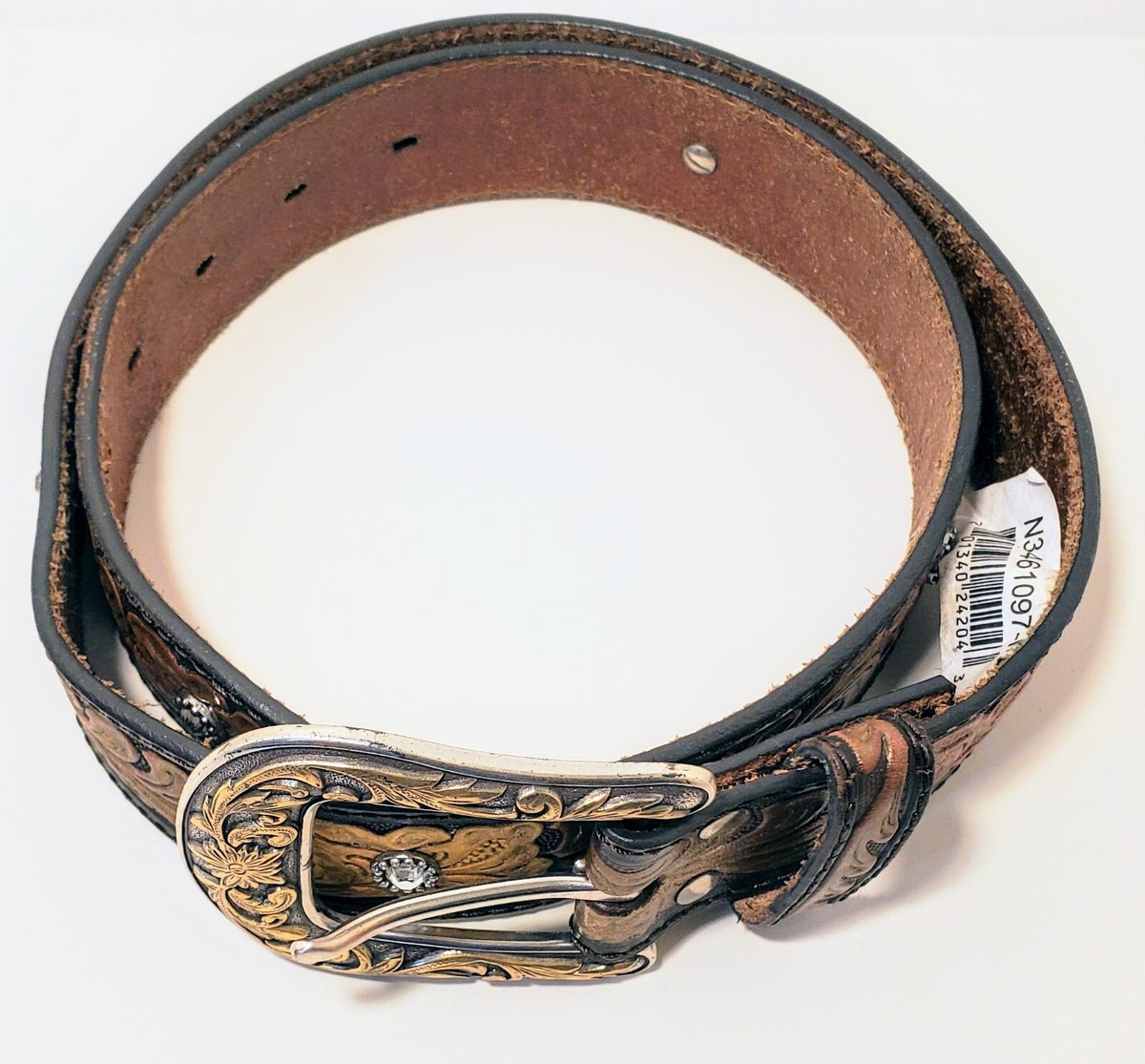 Nocona Western Womens Medium Belt Leather Tooled Flower  display picture 2