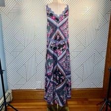 NWT Free People Stevie Floral Lace Trim Maxi Dress in Graphite Combo Size XS