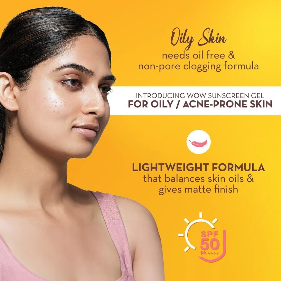 WOW Skin Science Sunscreen Gel SPF 50 PA++++ 50 ml For Oily & Acne-Prone Skin - Image 3 of 4