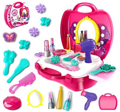 MAKE UP SET PRINCESS Vanity Beauty Kosmetiktasche Tragetasche Haartrockner Make Up 