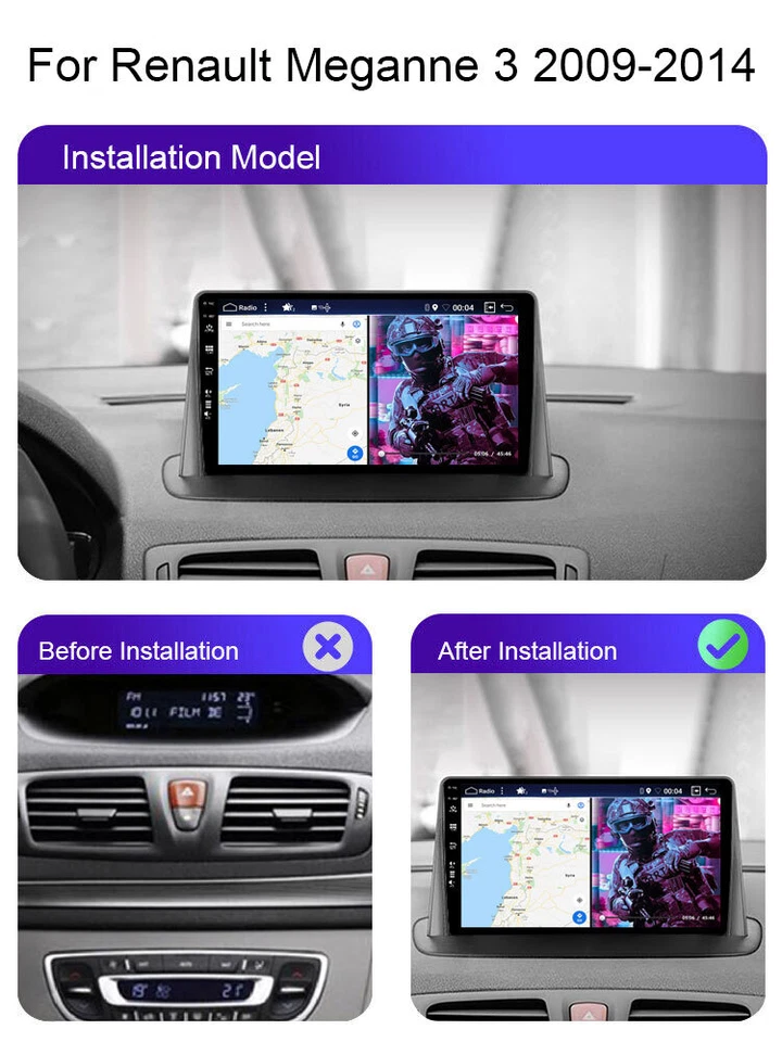 4G+64G Android 15 Autoradio Pour Renault Megane 3 2008-2014 Carplay GPS Navi DAB - Photo 3/4