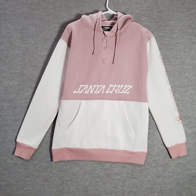 Santa Cruz Women Sweatshirt XS Pink Colorblock Hoodie Logo Cat