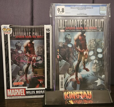 2xSigned UF4 Miles Morales Funko Pop With Ultimate Fallout #4 Facsimile CGC 9.8 