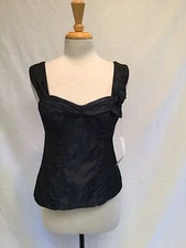 NWT Ladies Nanette Lepore Satin Corset With Flower On Strap-Navy-Size 6