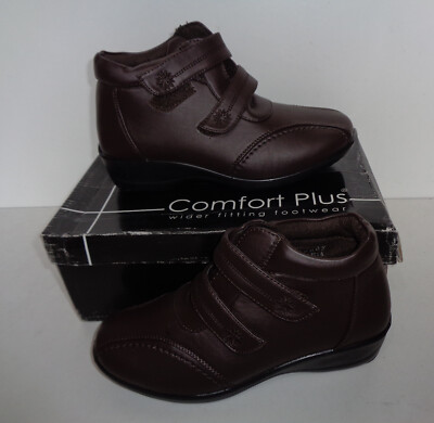 COMFORT PLUS Ladies WIDE FIT Boots Womens Casual Brown