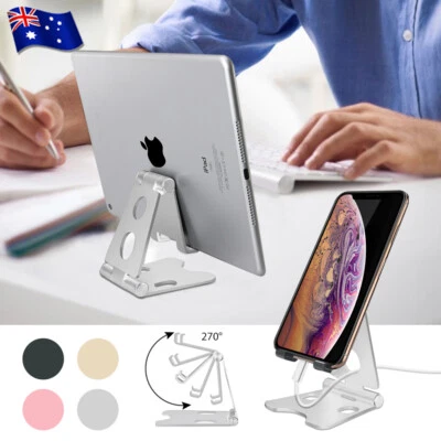New Universal Folding Aluminum Tablet Mount Holder Stand For iPad iPhone Samsung - image 1 of 4