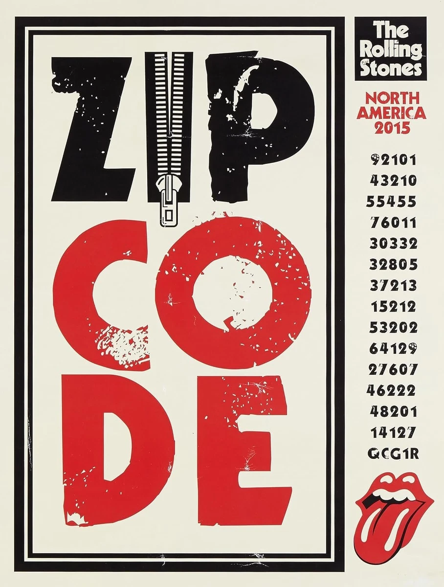 Poster - Zip Code North America 2015 Tour Plakat Rolling Stones NEU gerollt