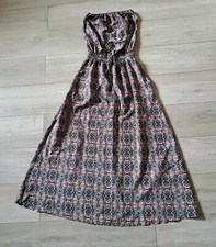 Atmosphere Black Geometric Print Maxi Dress Strapless Holiday Beach Party UK6