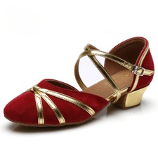 Kids Girls Velvet Dancing Shoes Velour Footwear Faux Suede Sole Latin Ballroom