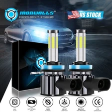 6-sides H11 LED Headlight H9 H8 2800W 420000LM High/Low Beam Bulb HID Fog Lights