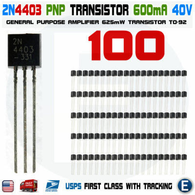 100pcs 2N4403 Transistor General Purpose Small Signal Amplifier PNP Bipolar TO92