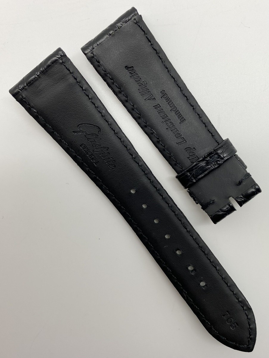 グラスヒュッテ•オリジナル 純正アリゲータベルト19mm-16mm ブラック 黒 グラスヒュッテ•オリジナル 純正アリゲータベルト19mm-16mm