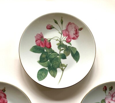 Rose Plate HUTSCHENREUTHER PJ Redoute Viktoria Rosa Galilca Officinalis Limoges