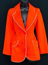Vintage 1970s red orange jacket, white deadstock NOS Jantzen blazer S