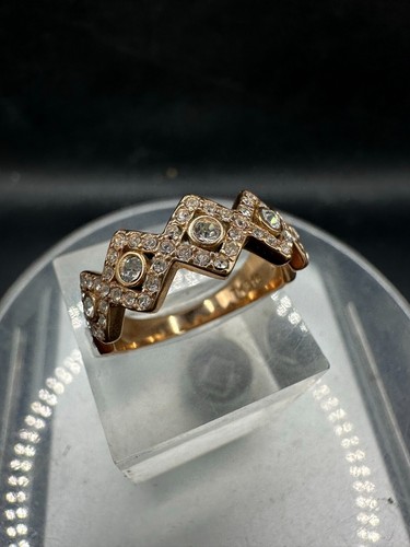 Rose Gold Ring Band Zig Zag Eternity Cubic Zirconia Stamped - Picture 6 of 8