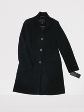 Tommy Hilfiger Women's Navy Blue Coat Single Breasted Wool Blend S /10