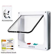 Weather Proof Cat Door 4 Way Locking for Cat up to 20 Lbs for Interior Doors, Ca