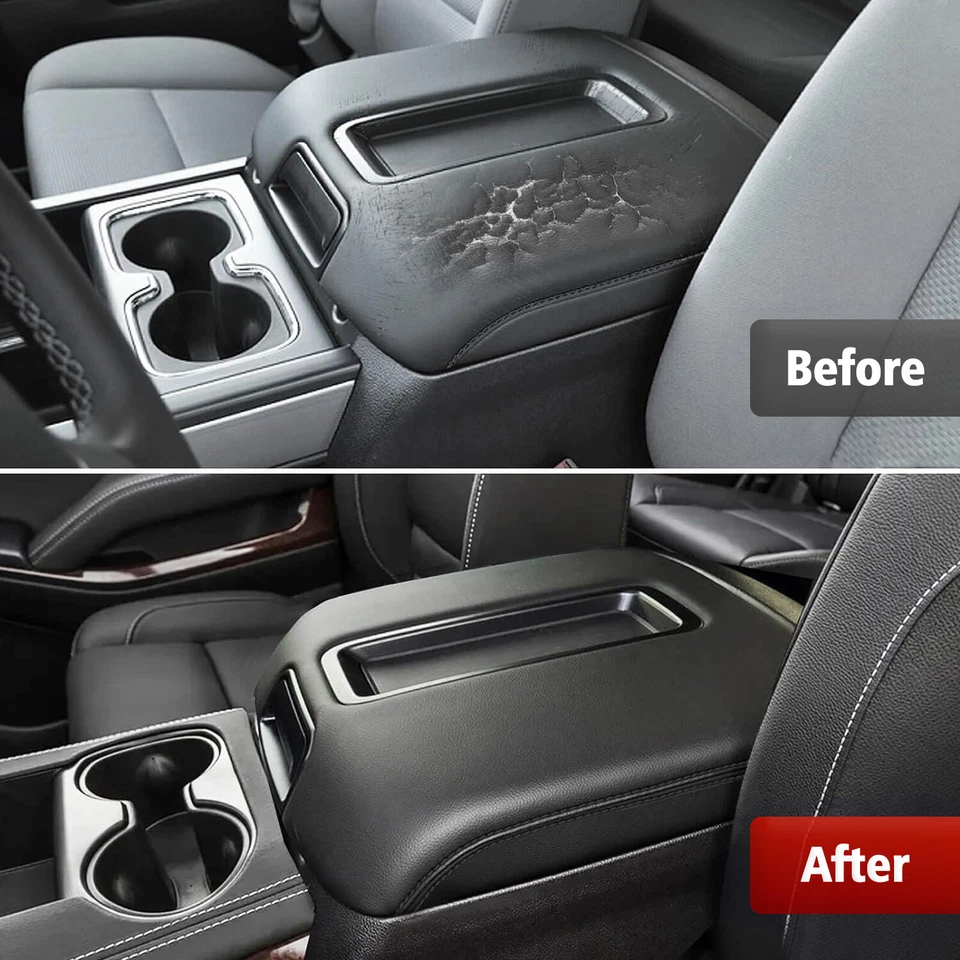 Compatível com 2014 2015 2016-2018 GMC Sierra 1500 console tampa apoio de braço capa de vinil preta - Imagem 4 de 4