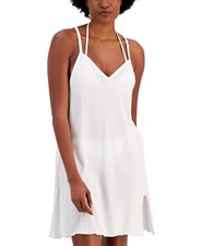 Miken Juniors' Knotted Tank Cover-Up Dress Swimwear White Size S