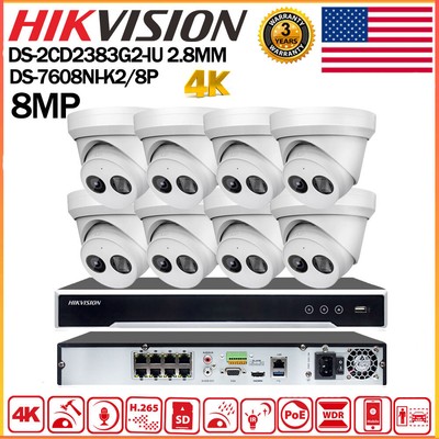 Hikvision 4K 8ch 8POE Security CCTV System Kit 8MP AcuSense IP Camera MIC Lot