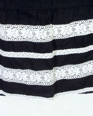 Loft Ann Taylor LOFT Black & White Linen Blend A-Line Skirt