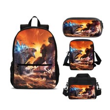 4Pcs American science fiction monster Backpack for Boys Girl School 18.5in