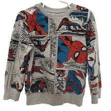 Spider-Man Sweatshirt Youth Sz 6 Marvel Fleece Graphic Print Comic Book Style
