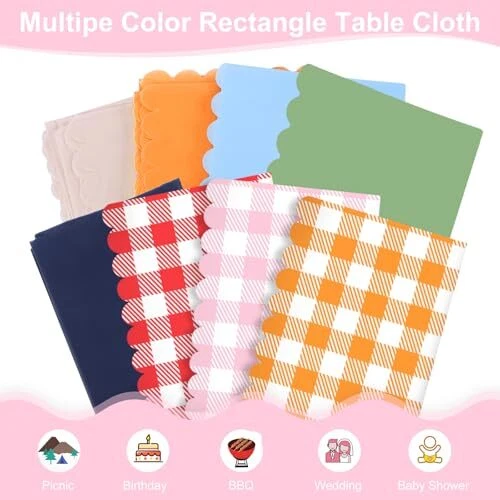 Pink Gingham Tablecloth, 54 X 108InchPlastic Pink Table 3 Pack Pink and White - Image 4 of 4