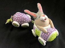 Hand Painted Easter Spring Bunny Car  Cart w Mini Eggs for Exhaust NEW OOAK