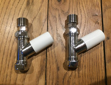 Pair of Myson 15mm Straight Lockshield Radiator Valves Chrome Rad Valve