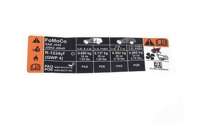 Ford Explorer MK6 U625 A/C Kältemittel Aufkleber 2538334 L1MA-19A286-AC ORIGINAL